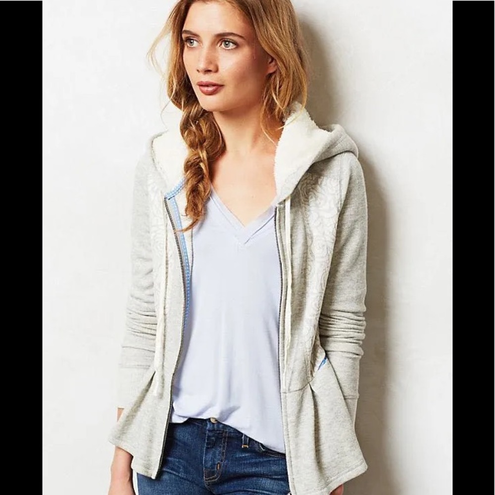 Anthropologie Saturday Sunday Peplum Lace Hoodie